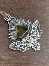 Load image into Gallery viewer, Moth Pendant with Sparkly Triangular Carved topaz.