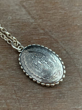 Load image into Gallery viewer, Blue sapphire and Our Lady of Guadalupe pendant