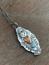 Load image into Gallery viewer, Owl pendant #4 - Hessonite Garnet and Amazonite