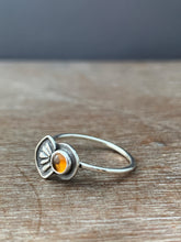 Load image into Gallery viewer, Tiny citrine with a fan accent ring size 7