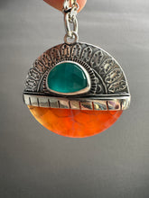 Load image into Gallery viewer, Snakeskin carnelian and amazonite medallion