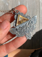 Load image into Gallery viewer, Moth Pendant with Sparkly Triangular Scapolite.
