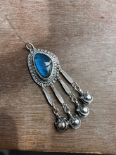 Load image into Gallery viewer, Labradorite medallion with 4 handmade jingles