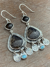Load image into Gallery viewer, Montana agate, Smokey Quartz, and Larimar earrings