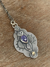 Load image into Gallery viewer, Owl pendant - Tanzanite and labradorite