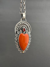 Load image into Gallery viewer, Orange rosarita Sacred Heart pendant
