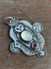 Load image into Gallery viewer, Owl pendant #7 Moonstone and Fluorite