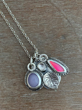 Load image into Gallery viewer, Vibrant Monstera Leaf Charm Set with Grey Spinel