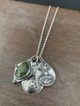 Load image into Gallery viewer, Green Sapphire, Bear, Bee, and Bird charms