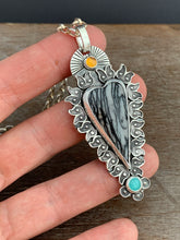Load image into Gallery viewer, Net Jasper Amazonite and Citrine sacred heart pendant