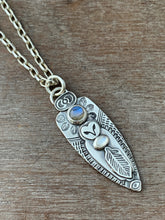 Load image into Gallery viewer, Copy of Owl pendant #14- - Labradorite and Rainbow moonstone