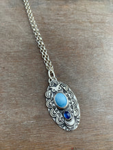 Load image into Gallery viewer, Lavender blue Kazakhstan turquoise owl pendant