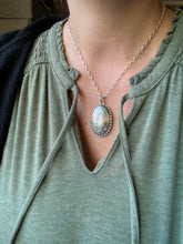 Load image into Gallery viewer, Blue sapphire and Our Lady of Guadalupe pendant