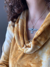 Load image into Gallery viewer, Large moonstone stamped bird pendant