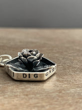 Load image into Gallery viewer, Plant pun “I dig gardening ” succulent charm necklace