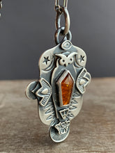 Load image into Gallery viewer, Owl pendant #2 - Orange kyanite