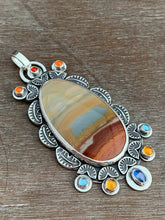 Load image into Gallery viewer, Polychrome jasper, carnelian, topaz, citrine and kyanite medallion