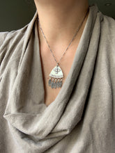 Load image into Gallery viewer, Sterling silver bird with dangly feathers pendant