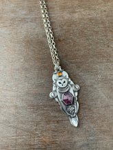 Load image into Gallery viewer, Owl pendant #10 - Ruby Citrine and Rainbow moonstone