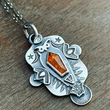 Load image into Gallery viewer, Owl pendant #2 - Orange kyanite