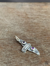 Load image into Gallery viewer, Small amethyst stamped bird pendant