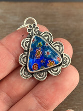 Load image into Gallery viewer, Blue Millefiori glass pendant