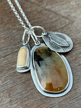 Load image into Gallery viewer, Sapphire and fossilized mammoth charms