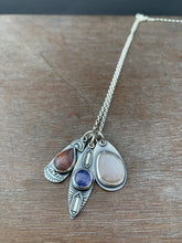 Load image into Gallery viewer, Botswana Agate, Peach moonstone, and Tanzanite Charms