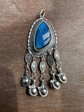 Load image into Gallery viewer, Labradorite medallion with handmade jingles