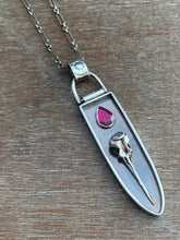 Load image into Gallery viewer, Hummingbird skull and garnet