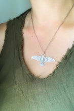 Load image into Gallery viewer, Large moonstone stamped bird pendant