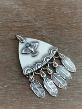Load image into Gallery viewer, Sterling silver bird with dangly feathers pendant