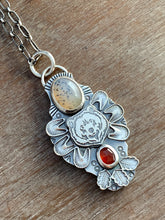 Load image into Gallery viewer, Balance listing for Anna. Dendritic agate and garnet bear pendant