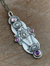 Load image into Gallery viewer, Owl pendant #13 - Amethyst and spinel