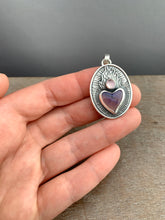Load image into Gallery viewer, Rare Purple Leland Blue and Spinel Sacred Heart Pendant