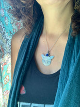 Load image into Gallery viewer, Moth pendant with dark blue vintage Swarovski Crystal
