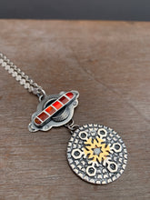 Load image into Gallery viewer, Red and white Candy Cane Snowflake Pendant