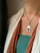 Load image into Gallery viewer, Mossy agate and garnet bear pendant