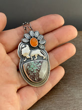 Load image into Gallery viewer, Lion with Lucin Variscite and a fire opal