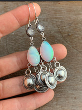 Load image into Gallery viewer, Man made Opal and Quartz earrings