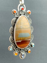 Load image into Gallery viewer, Polychrome jasper, carnelian, topaz, citrine and kyanite medallion