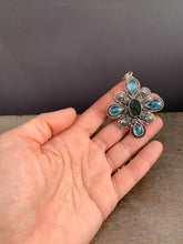 Load image into Gallery viewer, Uvarovite druzy and kyanite medallion