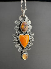 Load image into Gallery viewer, Orange Roserita and Opal Sacred Heart Pendant