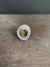 Load image into Gallery viewer, Dark Green tourmaline slice ring.