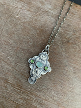 Load image into Gallery viewer, Owl pendant #9 - Serpentine and Aquamarine