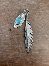 Load image into Gallery viewer, Cast Feather and Apatite Bird Charm