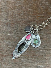 Load image into Gallery viewer, Tourmaline and Garnet Leafy Charms