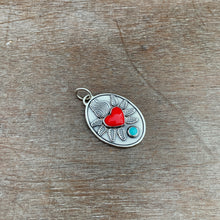 Load image into Gallery viewer, Rosarita and turquoise Sacred Heart Pendant