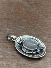 Load image into Gallery viewer, Grey moonstone double sided dragon egg medallion