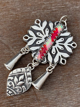 Load image into Gallery viewer, Large Jingly Candy Cane Snowflake Pendant